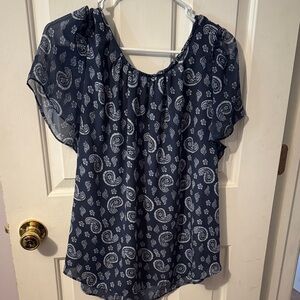 LC Lauren Conrad Navy Paisley Blouse